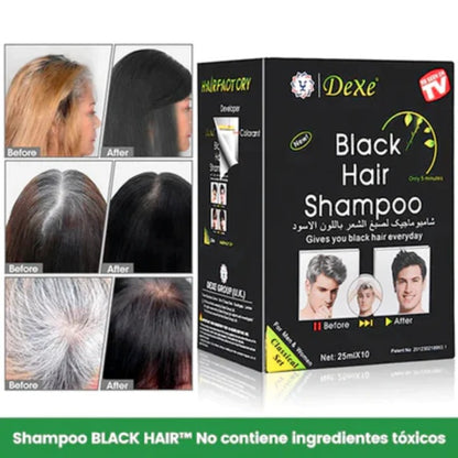 BlackHair™ Shampoo Natural Cubre Canas x10 sobres (para 1 año completo)