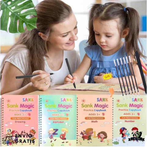 KIT 4 LIBROS MONTESSORI™️  - CALIGRAFÍA REUTILIZABLES TINTA MÁGICA ⭐⭐⭐⭐⭐