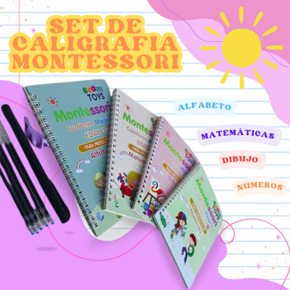 KIT 4 LIBROS MONTESSORI™️  - CALIGRAFÍA REUTILIZABLES TINTA MÁGICA ⭐⭐⭐⭐⭐