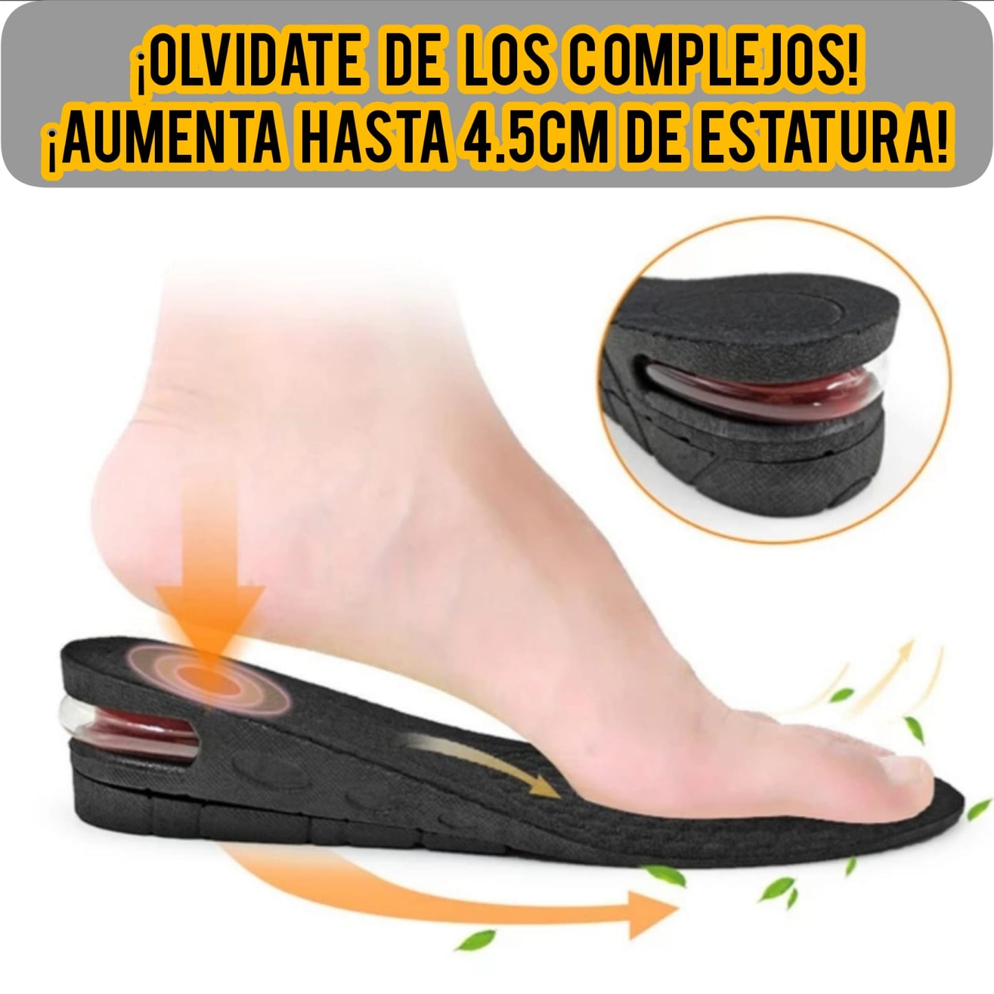 Plantillas para Incrementar Estatura 3 Capas hasta 7 CM Extra Cómodas