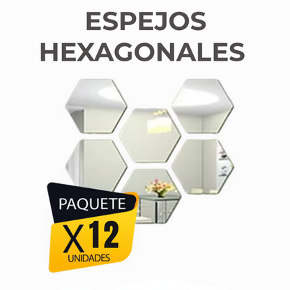 Espejos Decorativos Hexagonales X12 unid.