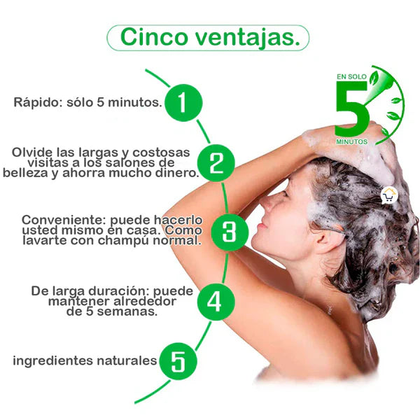 BlackHair™ Shampoo Natural Cubre Canas x10 sobres (para 1 año completo)