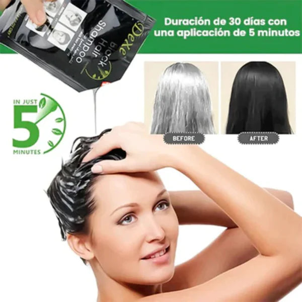 BlackHair™ Shampoo Natural Cubre Canas x10 sobres (para 1 año completo)